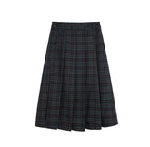 90s fashion Internet Celebrity Homemade Retro Plaid Pleated Skirt Women's Spring and Autumn New Preppy Style High Waist Slimming A- line Skirt
